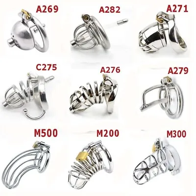 All Types Male Chastity Cage With Dilator Metal Cage Device Lockable Restraint • $24.89