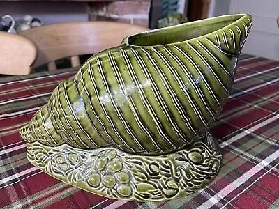 Vintage Holkham Pottery Shell Vase - Green - Large • £45