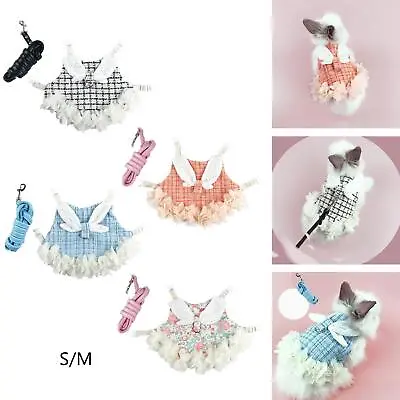 Rabbit  Harness Leash Set Pet Clothes Dress Costume For  Small Animal Chinchilla • £9.66