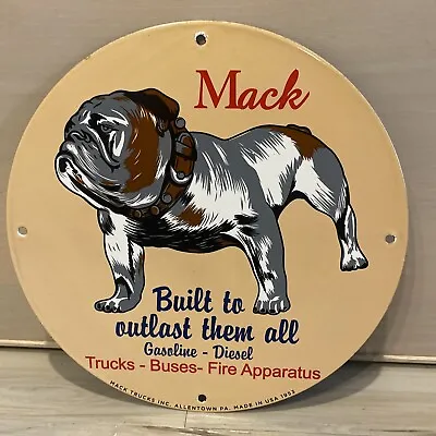 Vintage Dated 1953 Mack Truck Bulldog Porcelain Metal Gas Oil Sign • $139.99