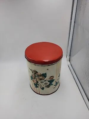   Decoware Tin Canister Red Tin White Floral Spring Dogwood Magnolia  • $16.66