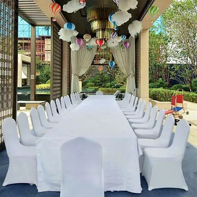 £2.49 • Buy 100X Wedding Chair Covers Spandex Stretch Seat Cover Dining White Black UK