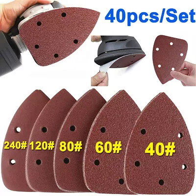 £6.49 • Buy 40X Sanding Discs Pads 40-240 Grit Mouse Palm Sheet Polish Sandpaper Hook & Loop