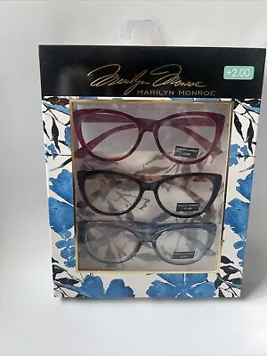 Marilyn Monroe Set Of 3 Readers Reading Glasses +2.00🌸new Cat-eyes • $27