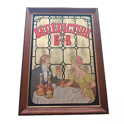 Vintage Benedictine And B&B Wood Framed Bar Mirror French Brandy Liquor 15x21  • $47