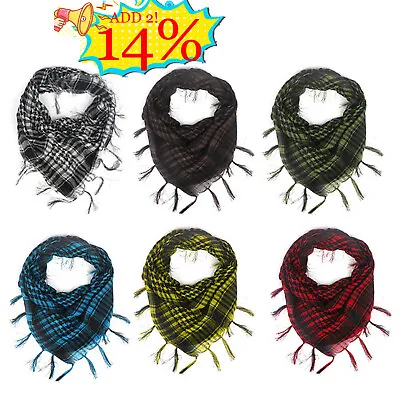 Multifunctional Shemagh Head Scarf - 100% Cotton Keffiyeh Arab Desert Army Wrap • £3.92