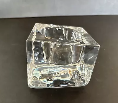 Kosta Boda Swedish ~ Clear Crystal Ice Cube Block ~Votive/Tealight Candle Holder • $12.97