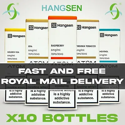 Hangsen Vape E Juice 10x10ml Bottles All Flavours Strengths 3/6/12/18mg • £13.99