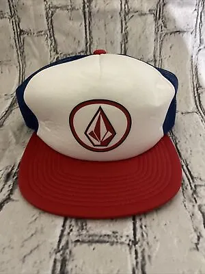 Vinatge Volcom Snapback Trucker Hat Red White Blue • $10.49