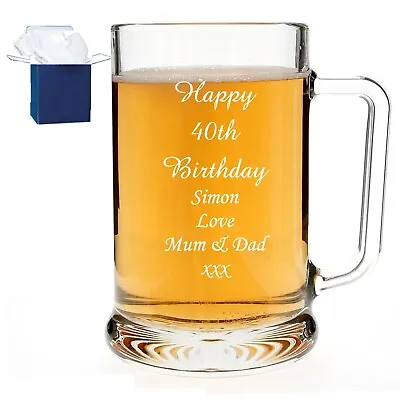 Personalised Engraved Beer Pint Glass Tankard 18th 30th 40th 50th Birthday Gift  • £10.95