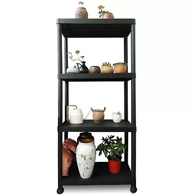 4 Tier Plastic Shelf Shelving Unit Storage Racking Shelves Garage Warehouse Shed • £18.45