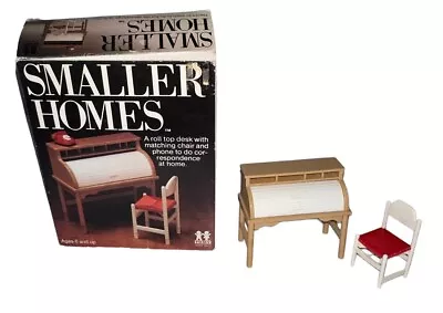 Vintage TOMY Smaller Homes Rolltop Desk & Chair W/ Original Box NO Phone • $21.24