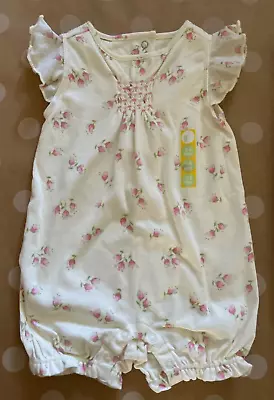 NWT Gymboree 2004 FLOWER FIELDS Bubble Romper One Piece Rose 6 9 Months Vintage • $88