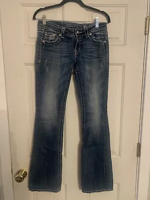 Miss Me Boot Cut Blue Denim Jeans Size 28 JP5182B5 Inseam 31” - Distressed • $21.99