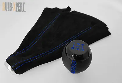 For Honda Civic Si Coupe 5 Speed Blk Leather Shift Knob+suede Boot Blue Stitch • $27.59