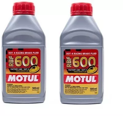 Motul Rbf600 Factory Line 100% Synthetic Dot 4 Racing Brake Fluid 2 Pack 100949 • $39.98