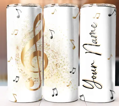 Add Name Design Music Notes Cup Tumbler Mug 20 Oz Stainless Steel Custom Design • $19.95