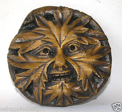 Green Man Medieval Carving Greenman Gothic Pagan Wall Plaque Hand Made Gift Oak • £14.99