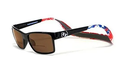 Hoven MONIX Clic Magnetic Polarized Sunglasses Black USA Flag Amber Brown+2.00 • $176.42