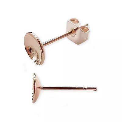 6mm CUPPED Earring Ear Studs ROSE GOLD Ear Posts Lead Nickle Free Findings BRASS • £1.99