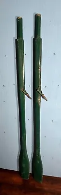 Vintage 2 Old Set Paddles Wooden Oars 75  Long With GREAT Dark Green Finish Lock • $199.98