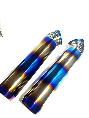 Titanium Blue Burnt Exhaust Mufflers X2 Single Exit FRS BRZ STI S2000 NSX Supra • $189.52