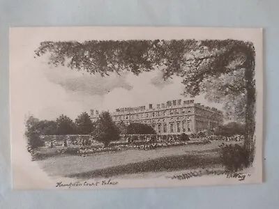 Postcard Pastel Drawn Hampton Court Palace  - J. R. Way • £5