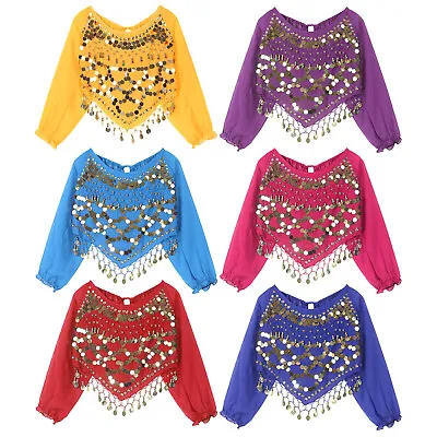 Womens Carnival Stage Performance Costume Rumba Belly Dance Tops Sparkle Samba • £17.65