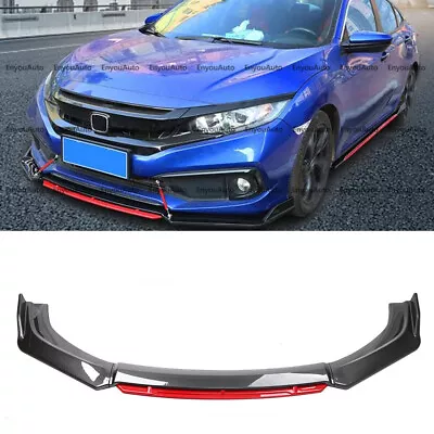 For Honda Civic Sedan Coupe Front Bumper Lip Spoiler Splitter Carbon Fiber Red • $61.75