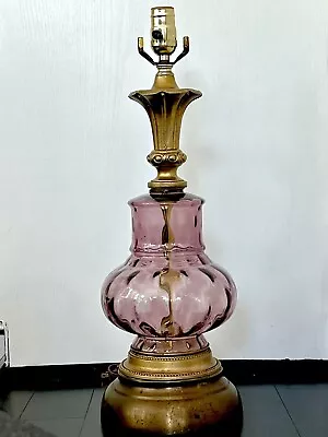 Vintage | Venetian Murano Amethyst Blown Glass Lamp | Italian Table Lamp • $495