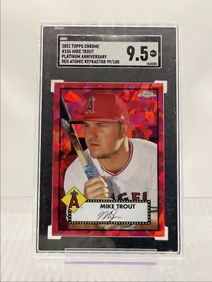 Mike Trout 2021 Topps Chrome Platinum Red Atomic Refractor /100 Sgc 9.5 Q1895 • $1