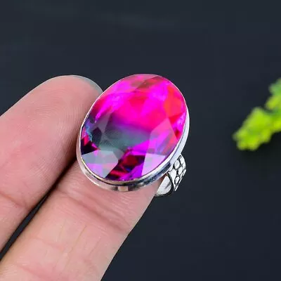 Natural Bi-Color Tourmaline Gemstone 925 Sterling Silver Ring Size 9 Love L880 • $10.99