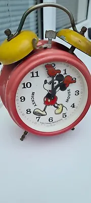 Vintage Walt Disney Mickey Mouse WindUp Alarm Clock Made In Germany WORKING • $24.90