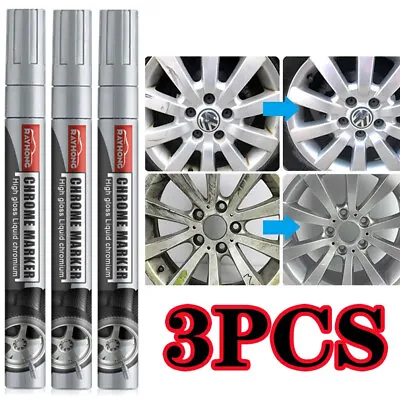 3PCS Chrome Pen For Car Motorcycles Universal Silver Tire Paint Pens • $8.95