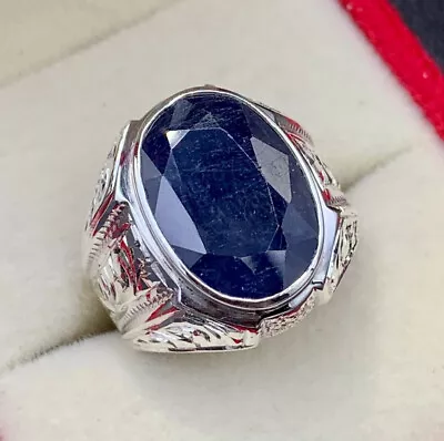 Natural Sapphire Ring Blue Sapphire Ring For Men 925 Silver Mens Neelam Ring • $220