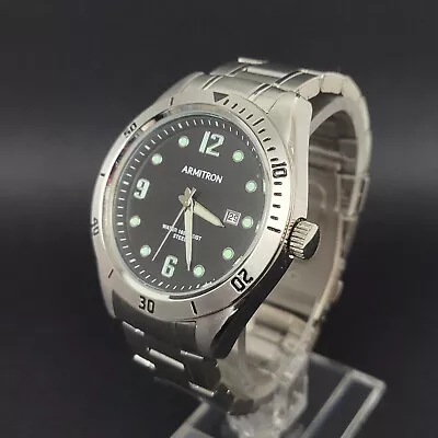 Armitron Men's Stainless Steel  Silver-Tone Analog Watch (20/5481SV) Black Dial  • $22.50