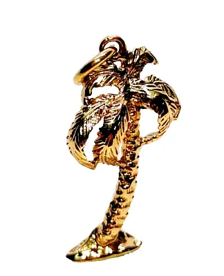Palm Tree Solid 9ct 9 Carat Gold Charm Fob Pendant Retro Jewellery Jewelry • £109.99