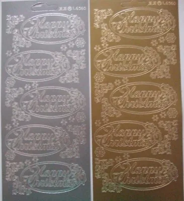 £2.55 • Buy 2 Sheets Of Happy Christmas Peel-offs In Ovals Large Gold And Silver 10 In Total
