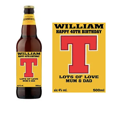 £3.99 • Buy Personalised Tennents Lager Bottle Label - Pre-cut - ADD ANY TEXT - 500ml