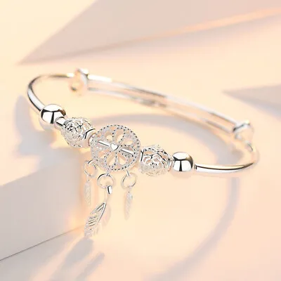 £1.87 • Buy 925 Silver Women Cute Bangle Bracelet Fashion Charm Jewelry Wedding Gift LB07