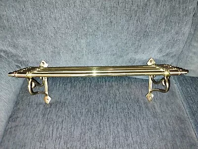 Vintage 20   Brass Wall Shelf Solid Rails Construction Cast Brass Mounts • $45