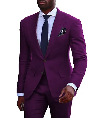 Mens 2 Piece Suits Wedding Groom Prom Cocktail Tuxedos Blazer Pants 42r 44r 46r • $69.99