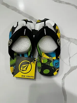 Volcom Little Youth Comfort Blue/Yellow/Green Kids Sandals New W/ Tags MSRP $20 • $14