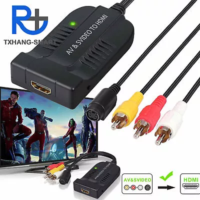 £14.60 • Buy RCA Composite Video + Male AV CVBS S-video To HDMI Adapter 3RCA 1080P A2TS