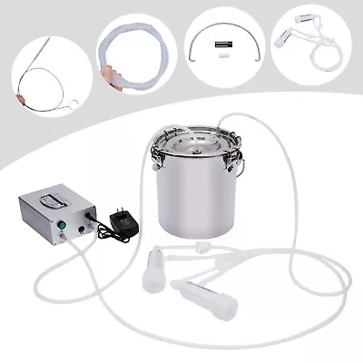 5L Dual Head Sheep Goat Cow Milking Machine Vacuum Impulse Steel Pump Milker • $105