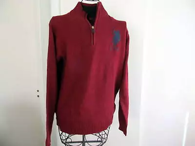 NEW Dark Red Men's Pony Half Zip Sweater Big Logo Size L • $19.99