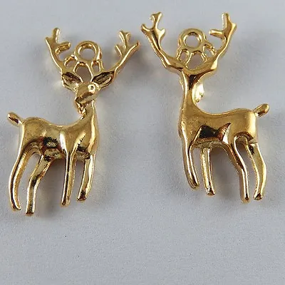 20 Pcs Gold Plated Alloy Cute Elk Deer Charms Pendant Jewelry Findings 51834 • $4.55