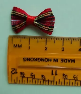 10 Pcs Small Red Tartan Bows Craft Garment Embellishments Scrapbook Cards • £1.50