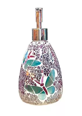 Butterfly Glass Mosaic Soap Dispenser Pump Bottle Holder Colourful Design Decor • $38.73