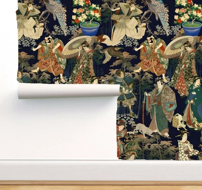 £1.94 • Buy Samurai And Geisha,Japanese Scene Printed Peel And Stick, Removable Wallpaper